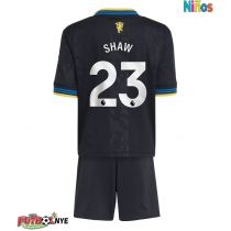 Camiseta Manchester United Luke Shaw #23 Tercera Equipación para niños 2025-26 manga corta (+ pantalones cortos)